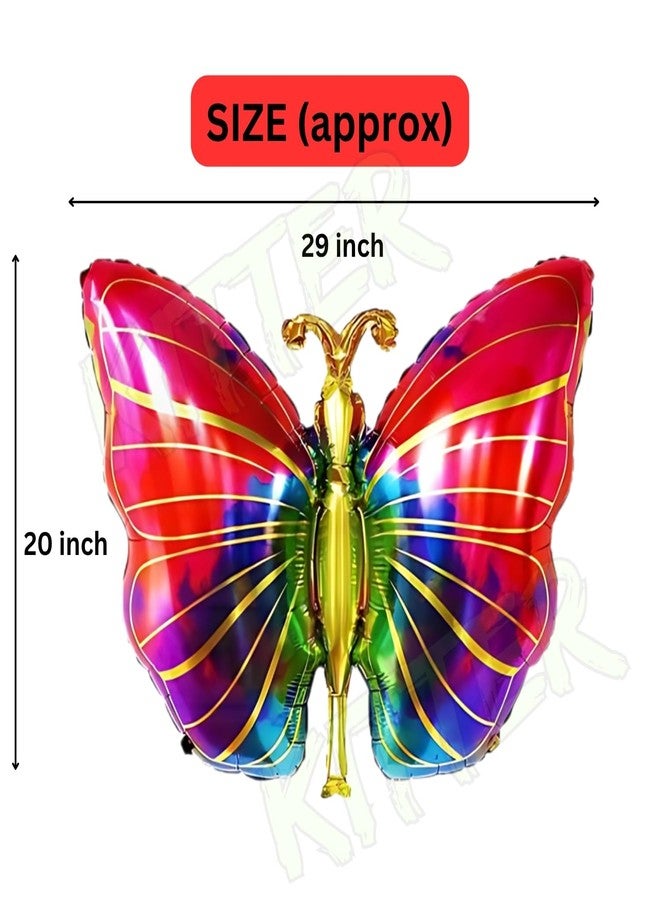 بالون فراشة كبير الحجم من كيتر لتزيين حفلات أعياد الميلاد | زينة عيد ميلاد بطابع الفراشات | بالونات فويل "عيد ميلاد سعيد" مع فراشة ملونة | زينة حفلات للبنات - متعدد الألوان - Image 3